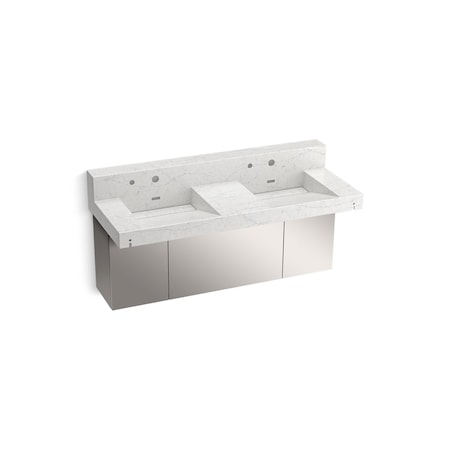 Kohler 60In Wall-Mount Basin Lavatory System With Backsplash In Pearl Jasmine 81025-BSS-KEP